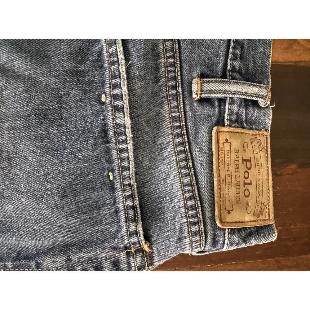 Vintage Polo Ralph Lauren Distressed Straight Leg Jeans Button Fly 40x30